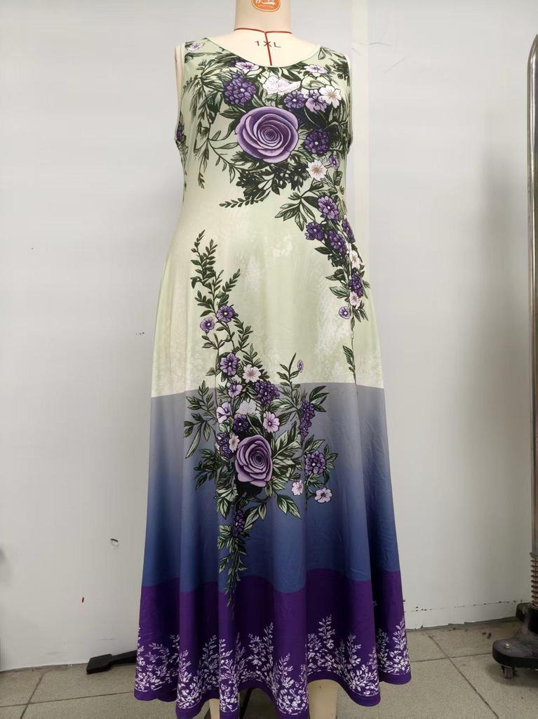 Übergröße V-Ausschnitt Elegantes Sommer-Langkleid für Damen - 2026 Europäischer & Amerikanischer Stil