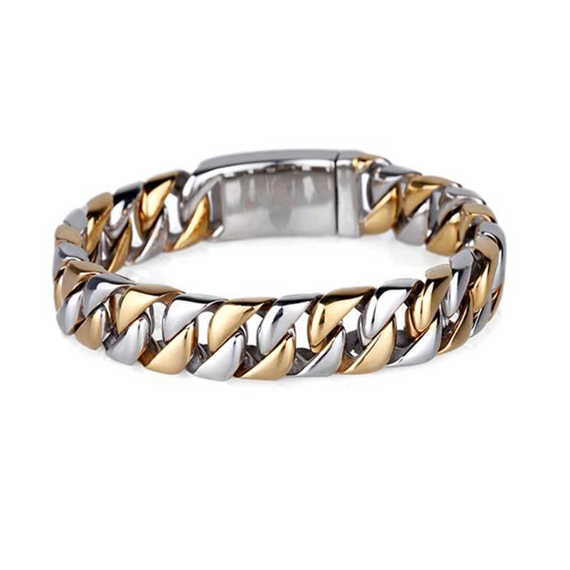 Pulseira de Corrente Curb Cubana Cor Ouro Prata Pesada 26MM Homens Mulheres Hiphop Arco-íris Aço Inoxidável Biker Moto Pulseira Joia