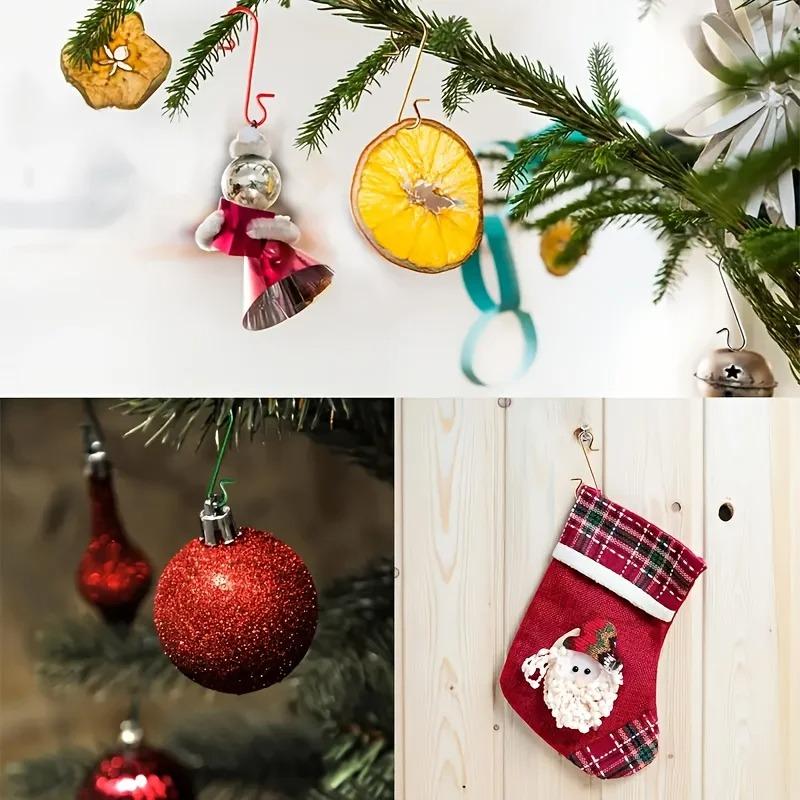 60pcs Christmas Ornament S-Hooks, Metal Rustproof Hangers for Xmas Tree Stockings Lights Garland, Halloween Autumn Decor