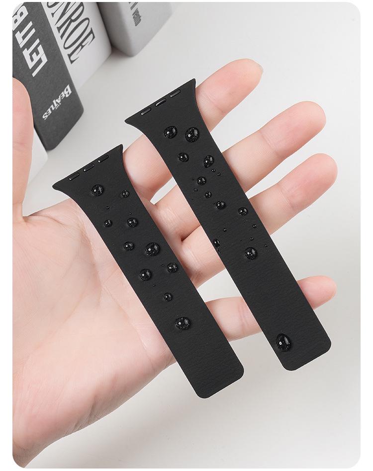 Lychee Pattern Magnetic Silicone Sports Watch Strap, Compatible with Apple S7, S8, S9, S10, S11, New SE
