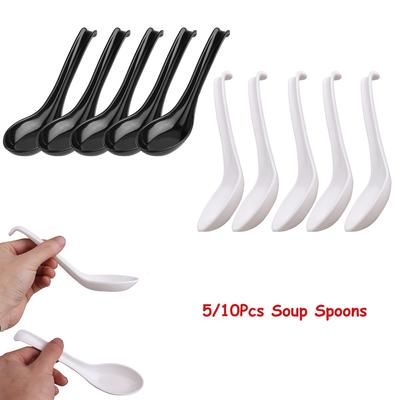 5/10Pcs Ramen Noodle Soup Spoons with Long Handle and Hook for Restaurants Home Hotel Food Shop
