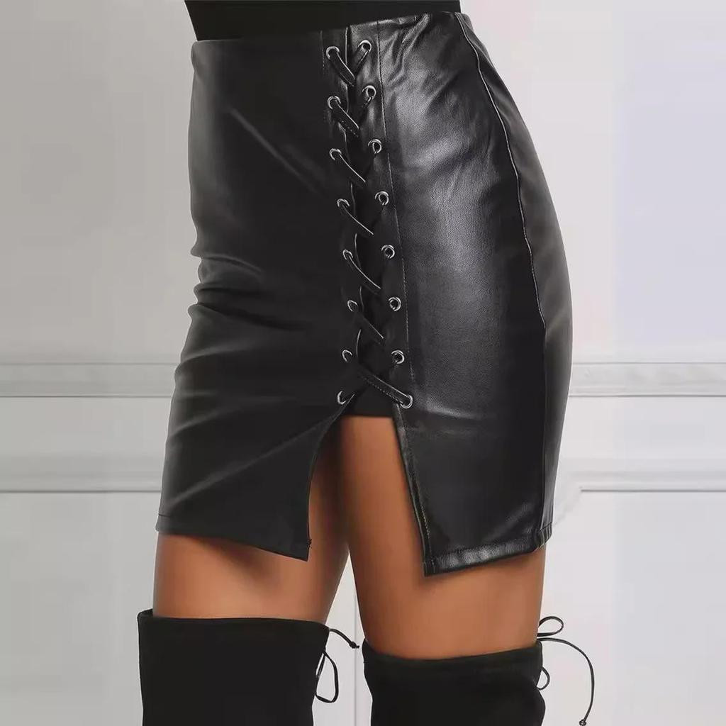 2024 Euro-American Style High Waist Slit Skirt for Women