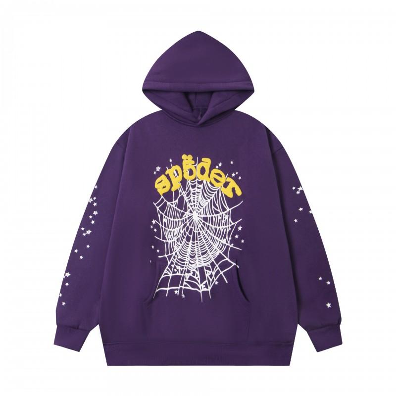 Unisex Oversized Hoodie With Spiderweb Print Fleece-Lined Cotton Blend Streetwear Style