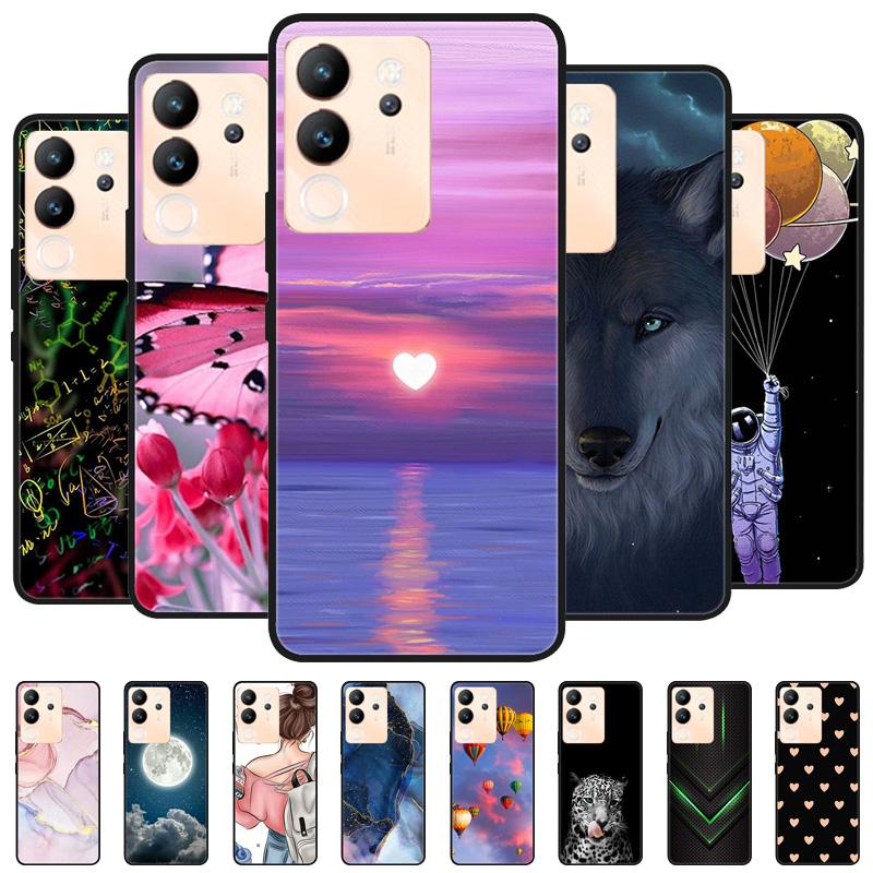 For Vivo V30 Lite Case Cover Silicone Soft Marble Black Bumper Funda Coque for vivo V2314 V30 Lite 5G Full Protective V30Lite