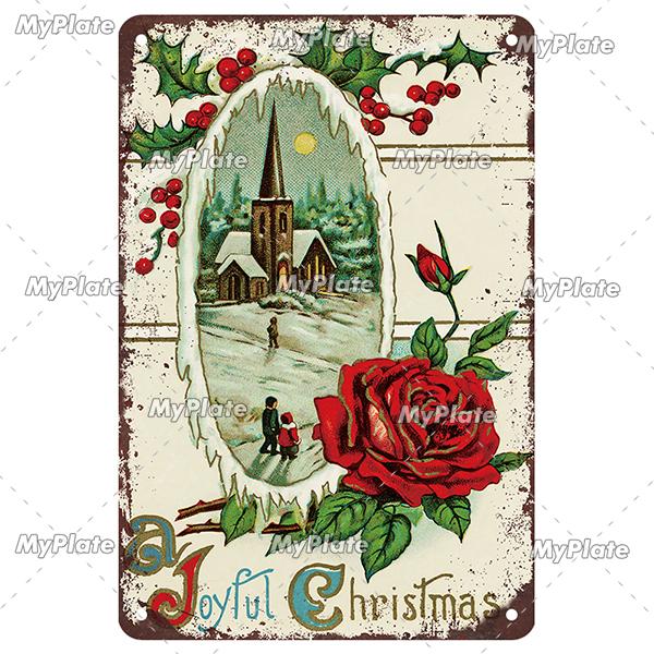 [MyPlate] 2023 Merry Christmas Metal Sign Gift Vintage Plaque Tin Sign Cafe Decor  Home Bar Sign Wall Sticker JOY Poster Gift