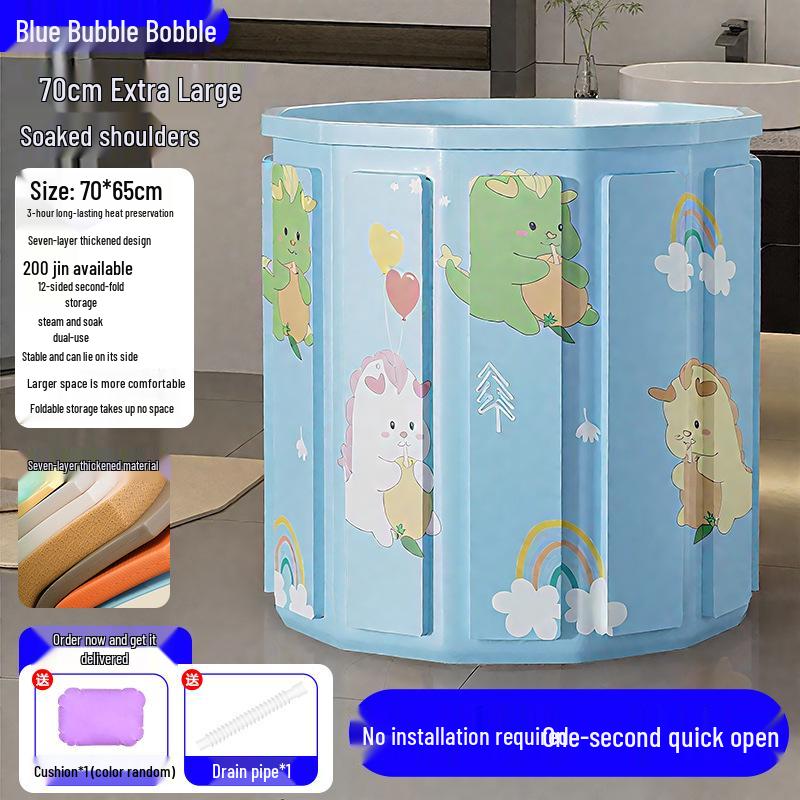 Large Portable Soaking Tub with Thick Quilted Insulation - No Installation Needed, Folding Bathtub for Adults.