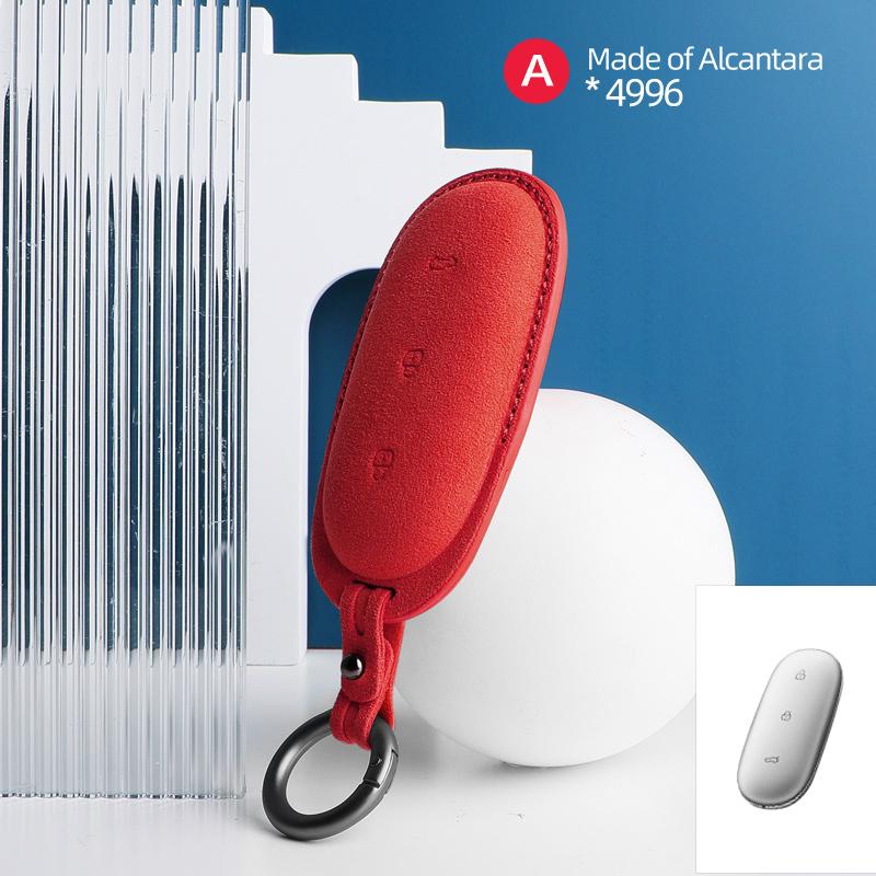 3 Buttons Car Remote Key Case Cover for LEADING IDEAL for LiXiang L9 L8 L7 Suede Car Key Shell Fob Protector Bag