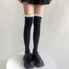 1 Paar Frühlings-Lolita Schnür-Kniestrümpfe für Damen Überknie-Schenkelhohe Strümpfe Mädchen Warm Sexy Baumwolle JK Strumpfhosen