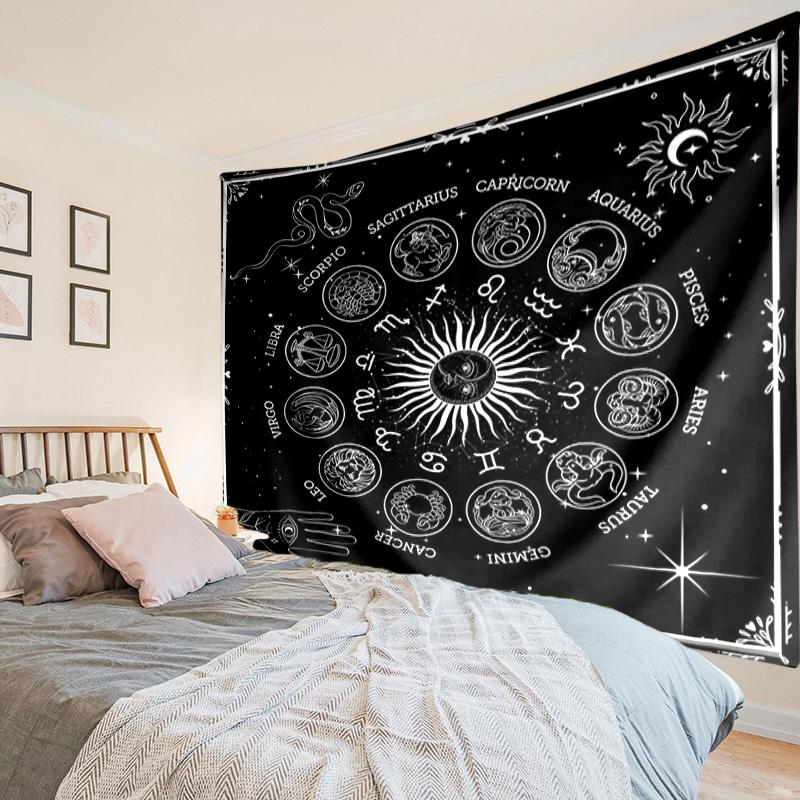 Astrological Symbols Mandala Tapestry Room Decoration Wall Hanging for Living Room Bedroom, Dormitory, Birthday and Christmas Gifts