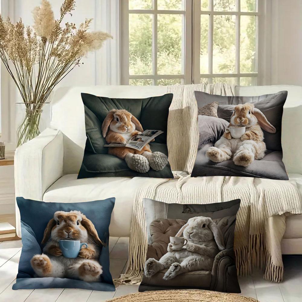 2PCS Vibrant Bohemian Style Short Plush Pillow Cover 45x45cm Charming Kitten Living Room Bedroom Decor (Pillow Insert Not Included)