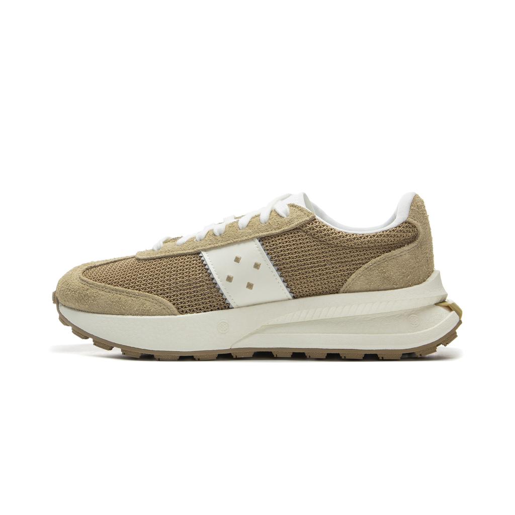 Li Ning Light Boat Reflective Trendy Sports Durable Non-Slip Low-Top Casual Shoes Unisex Casual Shoes Khaki AZGV055-1