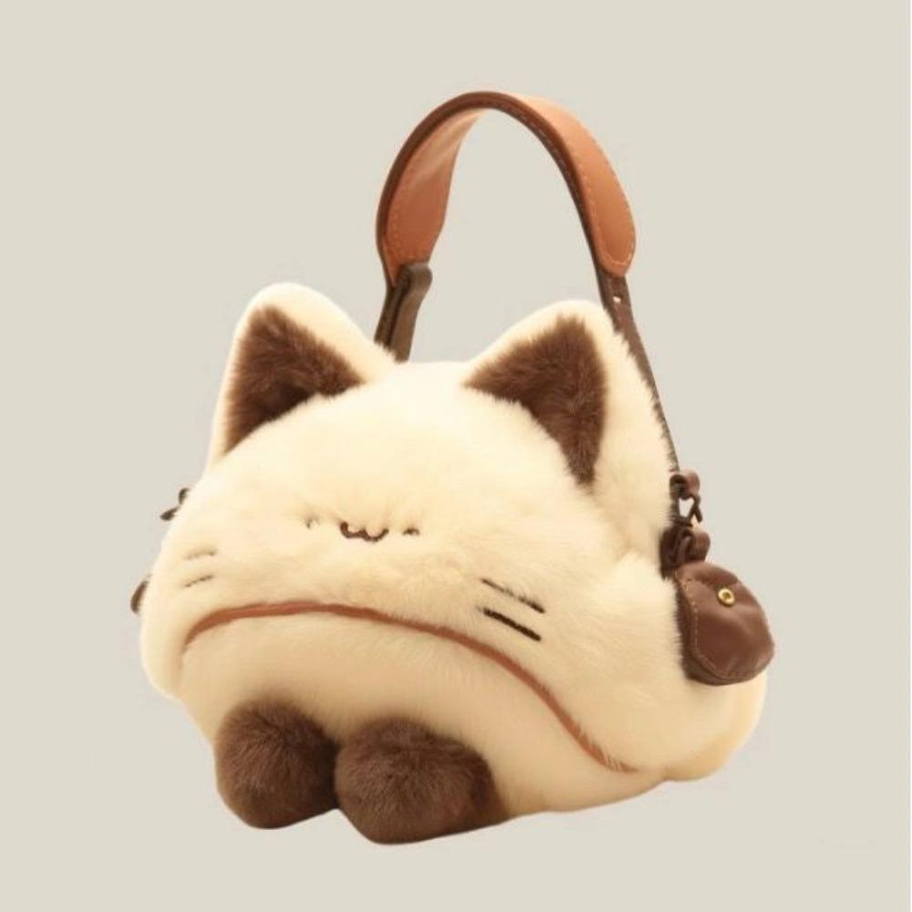 Cute Furry Plush Kitten Handbag High Appearance Level Soft Crossbody Bag Adorable Shoulder Bag Girl's Gift
