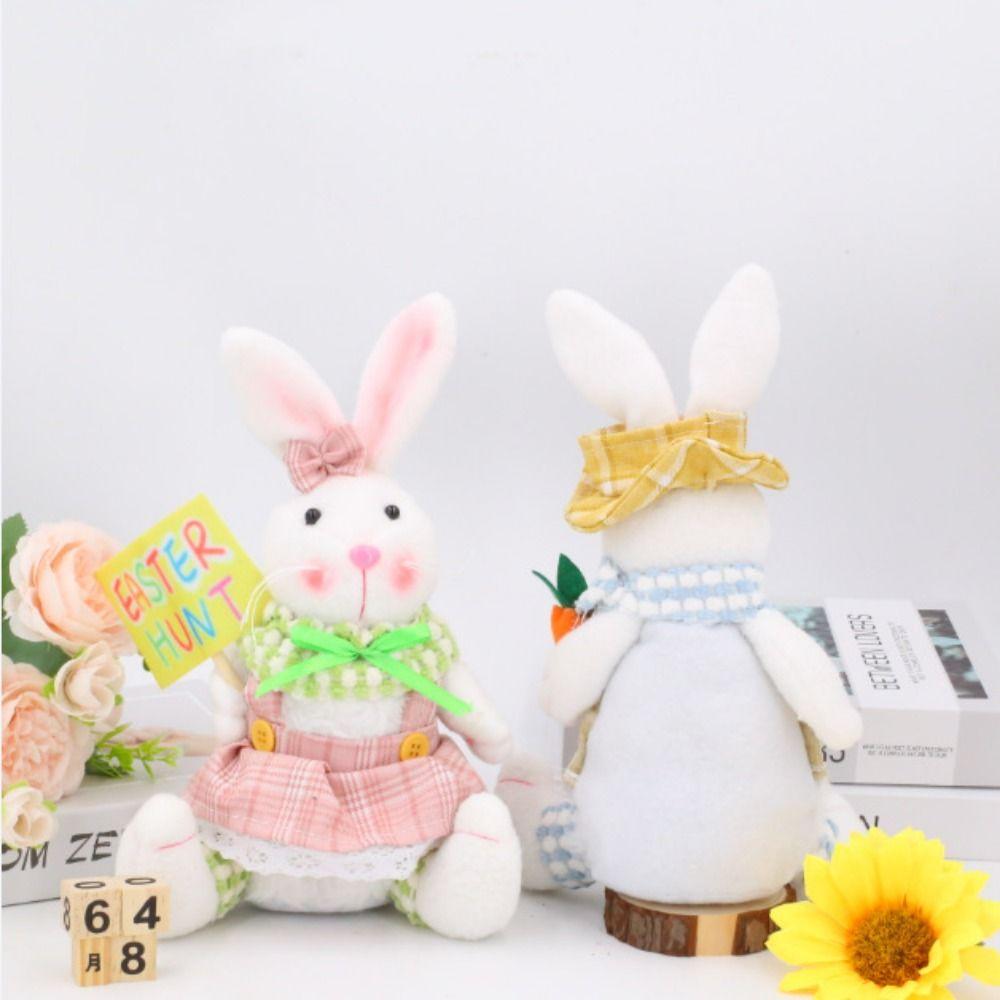 Cute Doll Easter Plush Bunny Ornament Cartoon Easter Rabbit Doll  Home Decor