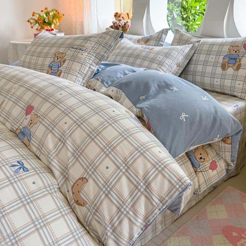 Small fresh pastoral cotton printing four-piece series bed sheet family student dormitory four-piece set