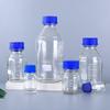 Blue Cap Transparent Glass Reagent Bottle with Scale, Brown Round Sampling Bottle