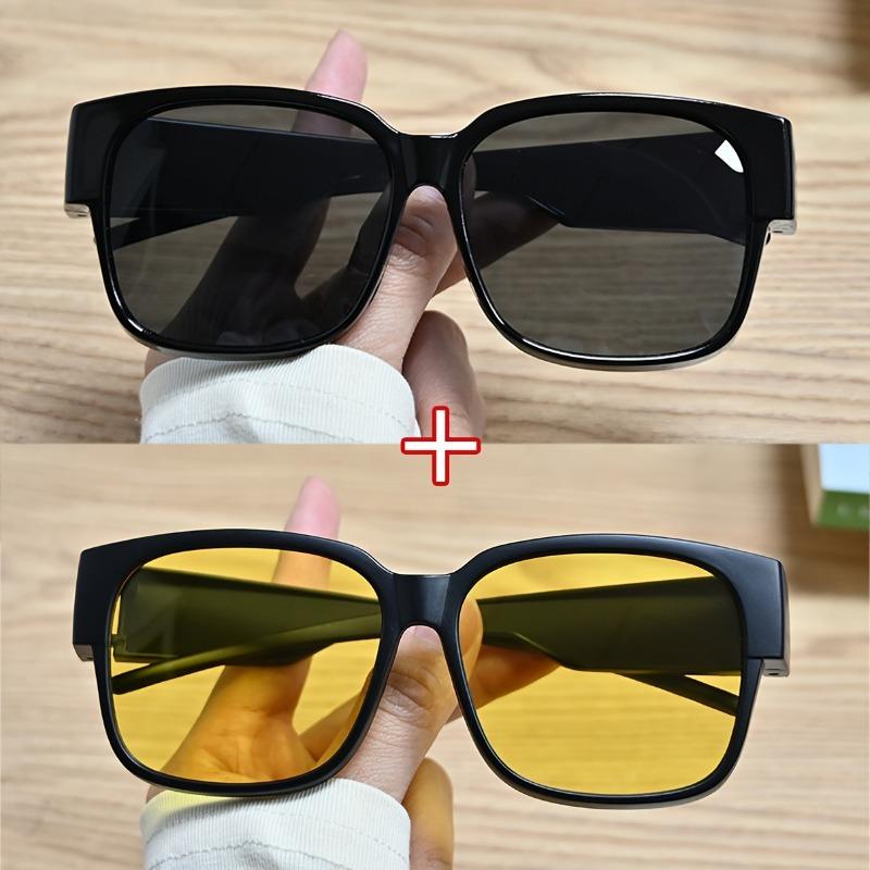 2PC Square Oversized Fit Over Sunglasses Over Glasses with Lightweight Large Frame for Woman Man