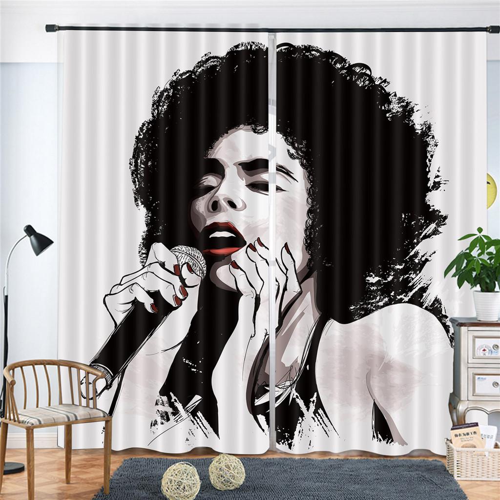 

Шторы в стиле ретро для детей, Иллюстрация джаз-бэнда, Игра блюза, Нью-Йорк в лунном свете, Шторы для мальчиков, Living R 100W160H(CM)40x63in&Grommet Top