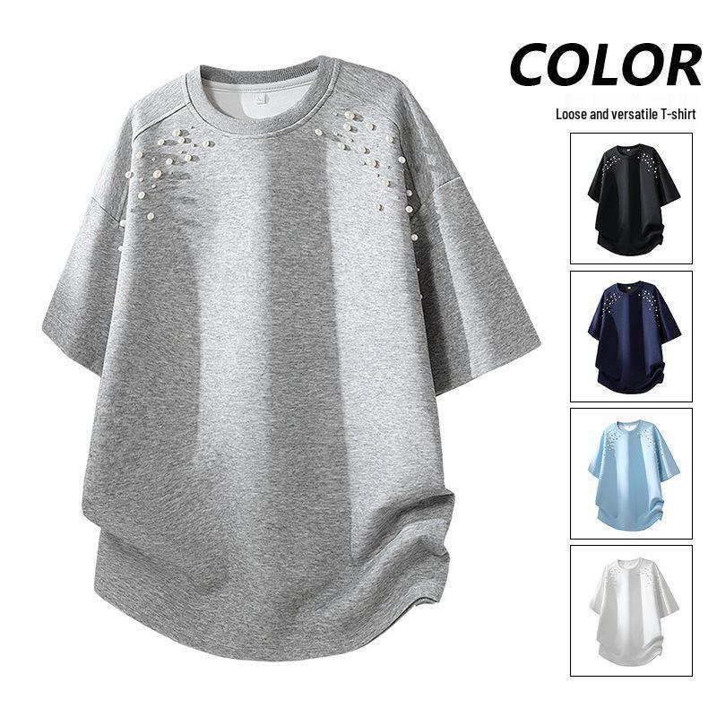 2026 Men's Summer Beaded Round Neck Short-Sleeve T-Shirt