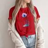 Women's Fashion Casual Printed Round Neck Short Sleeved Pullover T-Shirt Top
