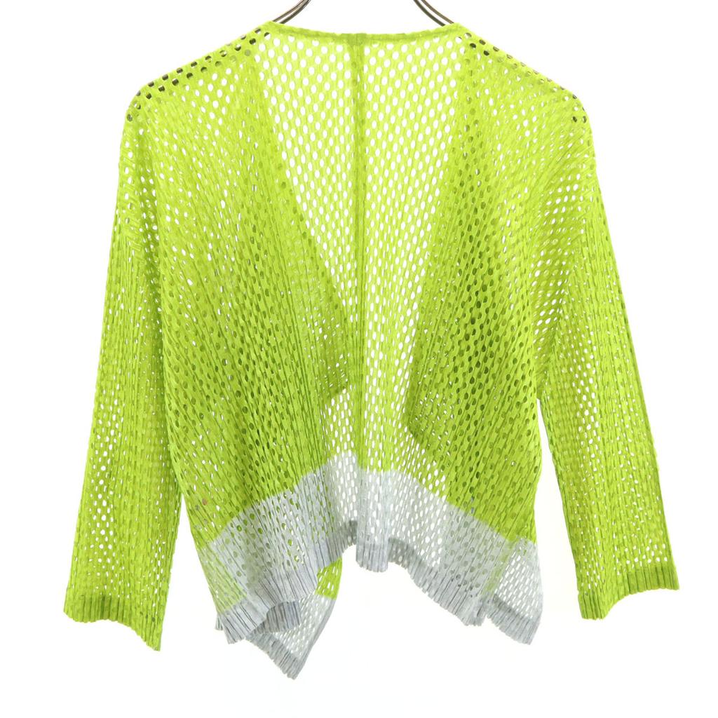 PLEATS PLEASE Made In Japan Long Sleeve Mesh Blouse 5 Yellow-green Women Used