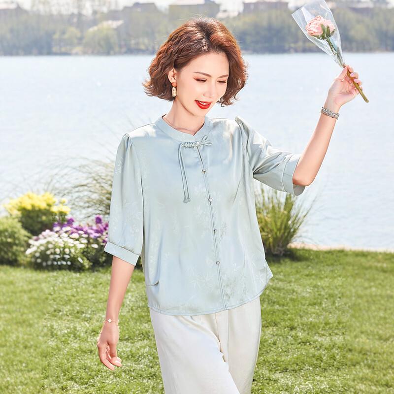 XUEXI Women s New Chinese Style Chiffon Blouse 4XL