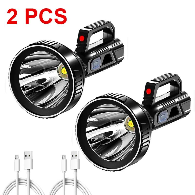 New High Power LED Flashlight Waterproof Fishing Lantern Torch USB Rechargeable Powerful Spotlight Searchlight Camping Lamp