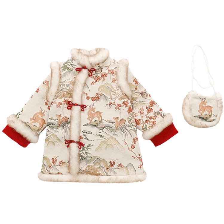 Meng Tang Tang Girls' Winter Hanfu Dress - New Year Princess Outfit
