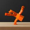 3D Printed Cube Robot Figurine Movable Joints Cube Man Stress Relief Toy Home Office Desktop Decoration Ornament
