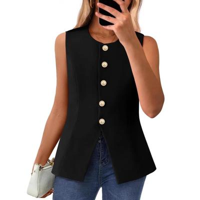 2025 Women's European & American Fashion Sleeveless Round Neck Vest