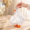 Wedding Dress for Goose Ornament 7 Inch Mini Outfit, Lace Tulle Bridal with Crown, Miniature Veil & Pearl Bracelet, Cute Figurine Costume Tabletop