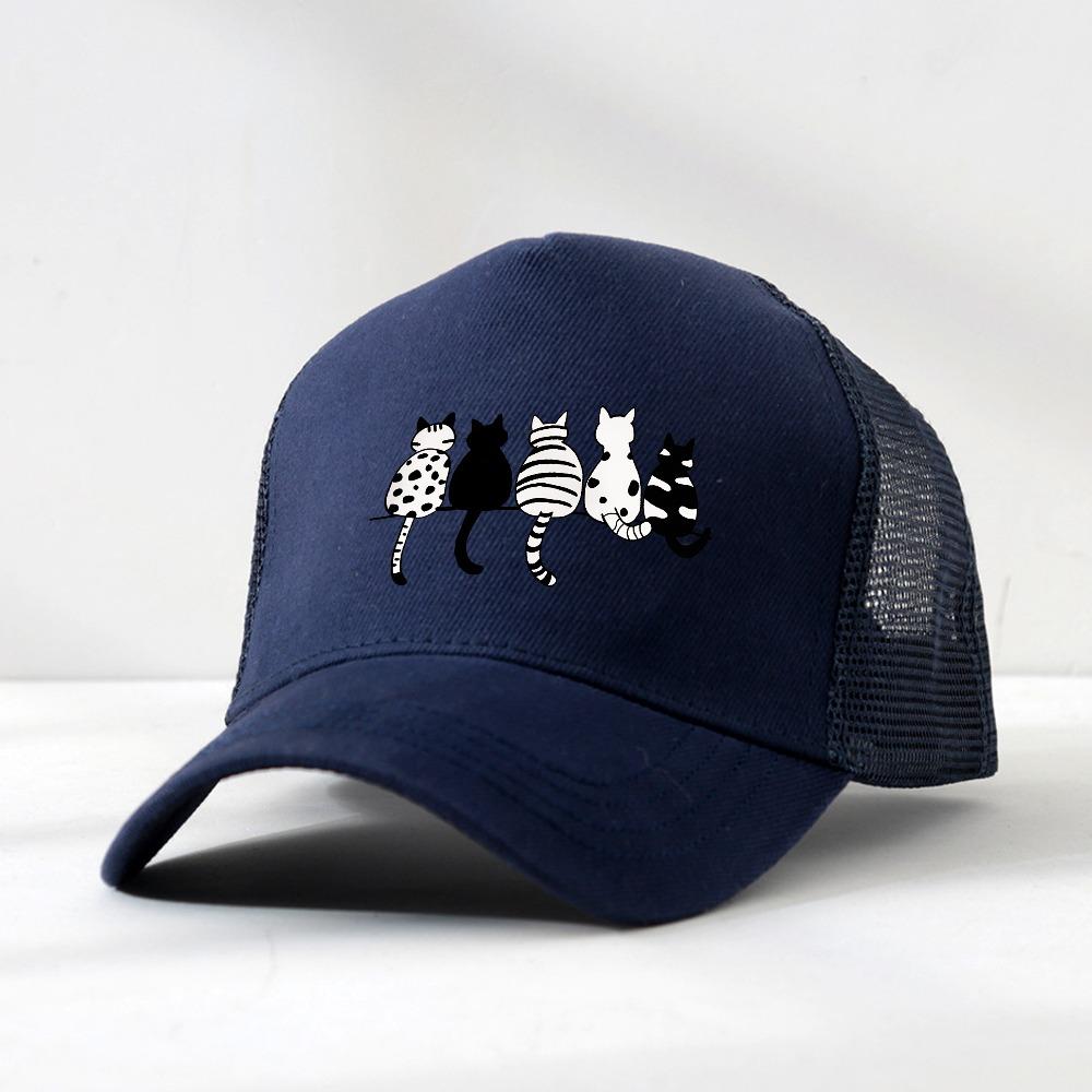 Cute four Cat Funny Baseball Cap Breathable Sun Protection Baseball Cap For Men Women Outdoor Adjustable Fit Caps Hat