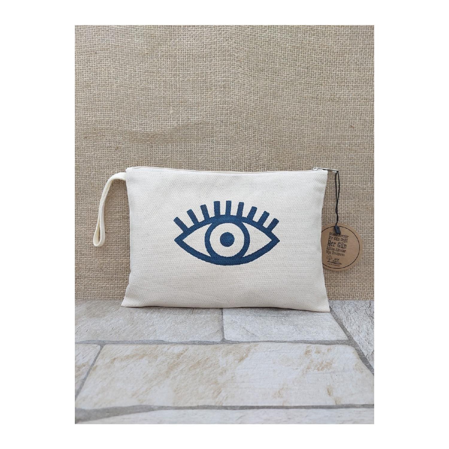 

Woodblock Print Eye Pattern Clutch, Portfolio Bag, Make-up Bag вершковий