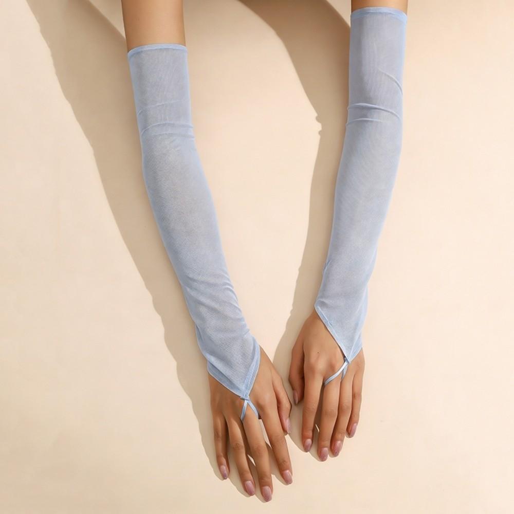 50cm Sun Protection Women Gloves Stretchy Sheer Mesh Gloves Fashion Long Fingerless Gloves  Wedding