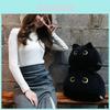Charming Black Cat Shaped Stuffed Doll Soft Plush Pillow For Childrens Joyful Sleep