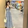 2026 Summer Pink Suspender Skirt Women's Spring Summer Seaside White Dress Sweet Cake Long Dress Waist Skirt