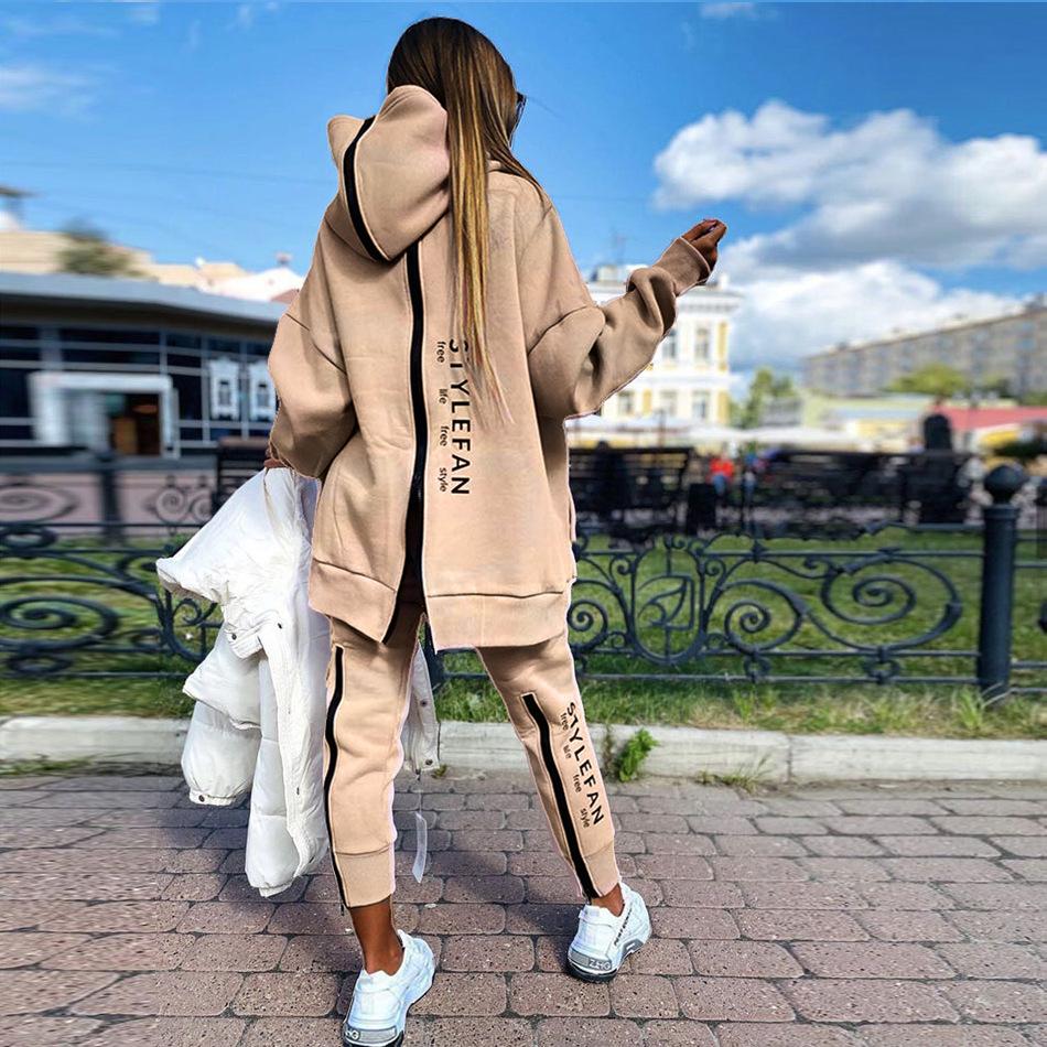 Frauen Mode Sweatsuits Trainingsanzug Jogging Anzug Streetwear Laufsport Zipper Lange Hoodies Lange Hose Zwei Stück Set