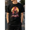 Plus Size - Men's T-Shirt S-5XL Featuring a Bold Anime-Inspired Graphic Print With a Silhouette Character and Vibrant Circular Background, Casual