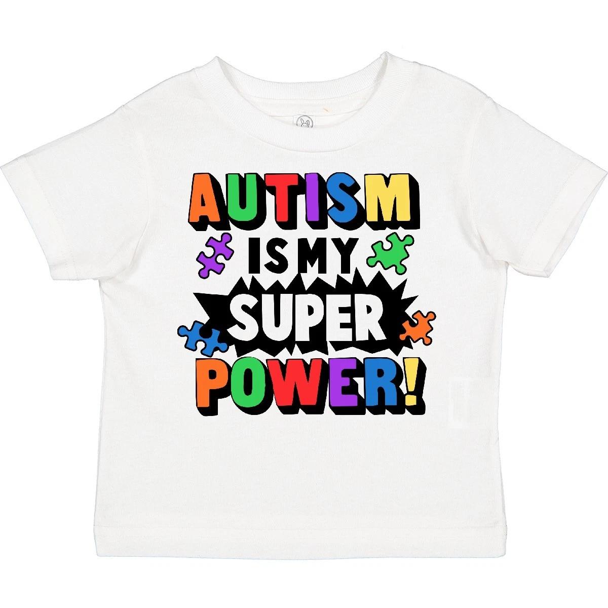 Inktastic Autism Is My Super Power With Puzzle Pieces Toddler kids boys T-Shirt Awareness 100