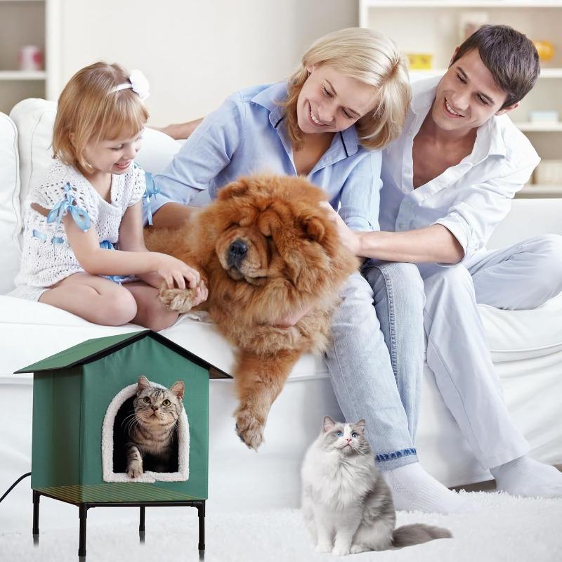 Portable Cat House Heating Cat Small Dog Houses Foldable Puppy Kitten Cats Dogs Bed Durable Rabbit Dog Cats Kittens Pet Beds