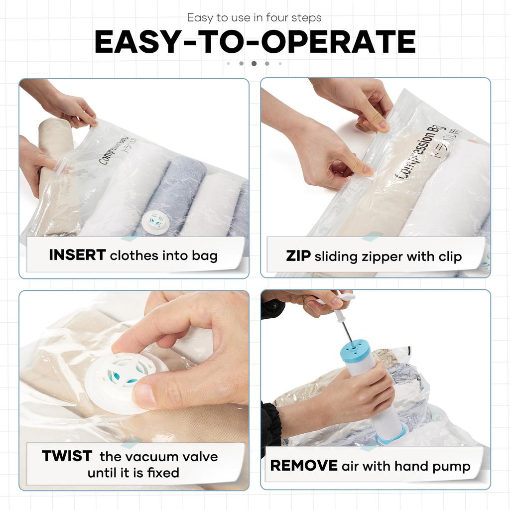 Ryanair 40x25x20 Reise-Rucksack Großes Fassungsvermögen Faltbare Wandertasche mit Vakuumbeuteln Manuelle Kompressionspumpe, Aufbewahrungsrucksack