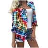 Women's Fashion Casual Long Sleeve Plaid With Pocket Button Cardigan Jacket