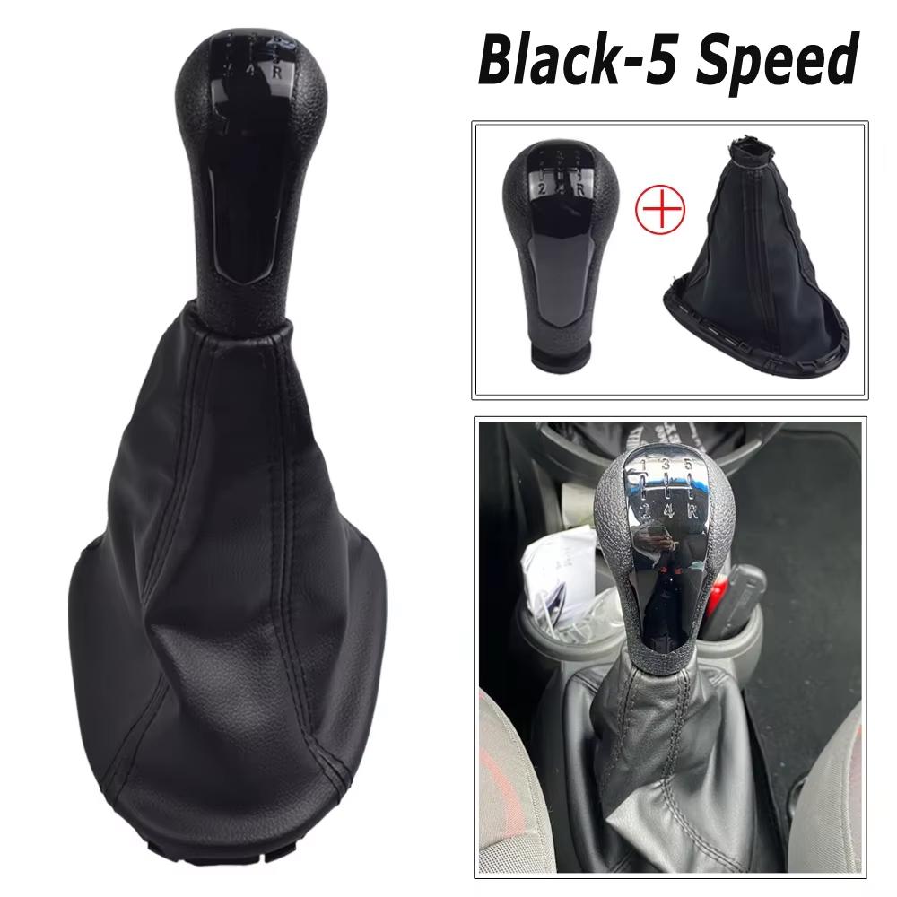 Car 5 Speed Manual Gear Shift Knob For Chevrolet Matiz Spark M300 2011 2012 2013 2014 2015 2016+ Black Leather Gaiter Boot Cover