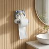 Toilet Paper Holder, Cat Shape Wall Mounted No Drilling Rack, with Phone Holder Multi-Purpose Bathroom Organizer
