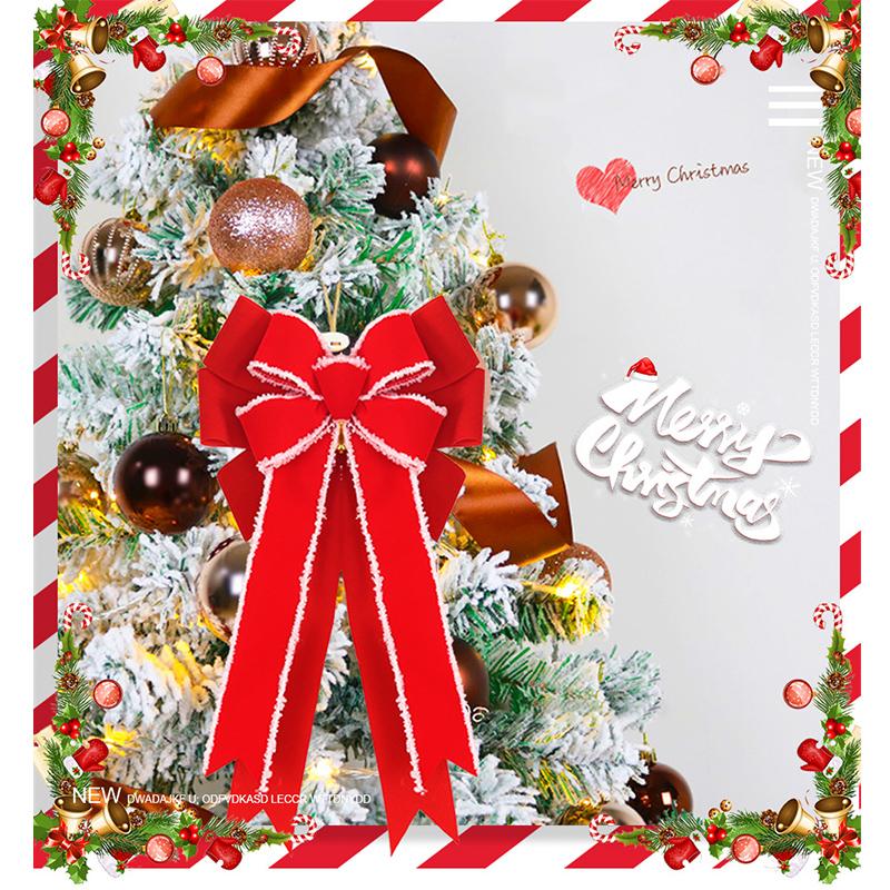 New Red Christmas Wreath, Bow, Outdoor Decoration, Velvet Sequins,reindeer Bow, Outdoor Use During The Christmas Holiday 2025