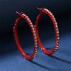 Exaggerated Sparkly Rhinestone Hoop Geometric Earrings Hook for Women Big Round Pierced Earrings Wedding Party Jewelry Gifts