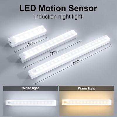 Luz noturna LED com sensor de movimento, iluminação sem fio, armário, lâmpada noturna, USB, portátil, detector, lâmpada para cozinha, quarto, escadas, corredor