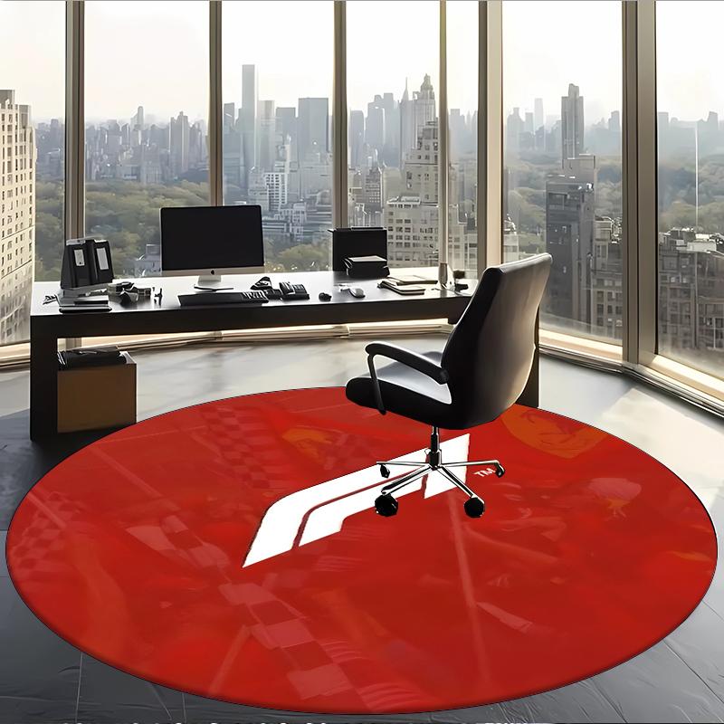 Formula 1 (28) Round Office Rug Decorative Floor Rug for Office Bedroom Living Room and Home Space