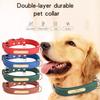 Pet Collar Vintage PU Leather and Breathable Space Cotton Double D-Ring Engravable Nameplate Dog Leather Collar