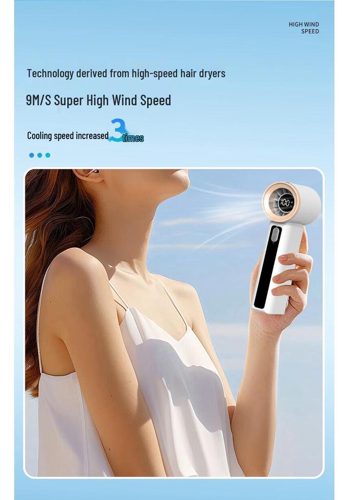 2025 Turbo Mini Handheld Cooling Fan with 100-Speed Stepless Adjustment