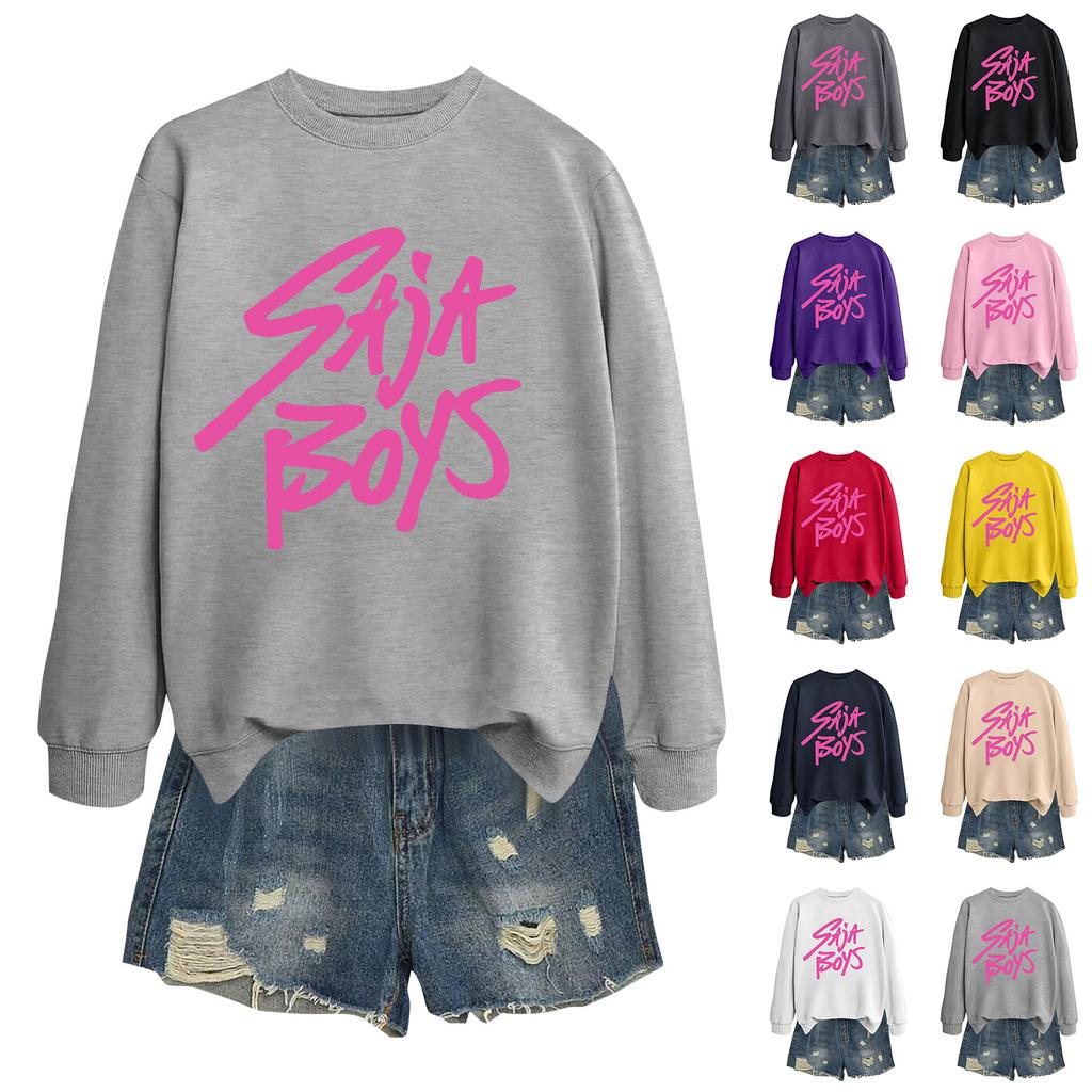 Women's Fashion Casual Long Sleeve Printed Round Neck Sweatshirt Top